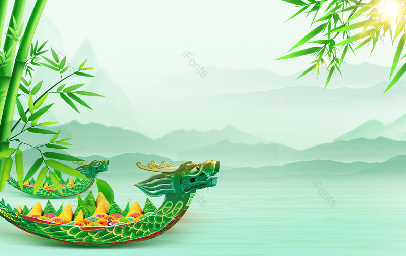 绿色中国风端午节划龙舟展板背景,插画/手绘图,插画/手绘图库,插画/手绘图下载,插画/手绘